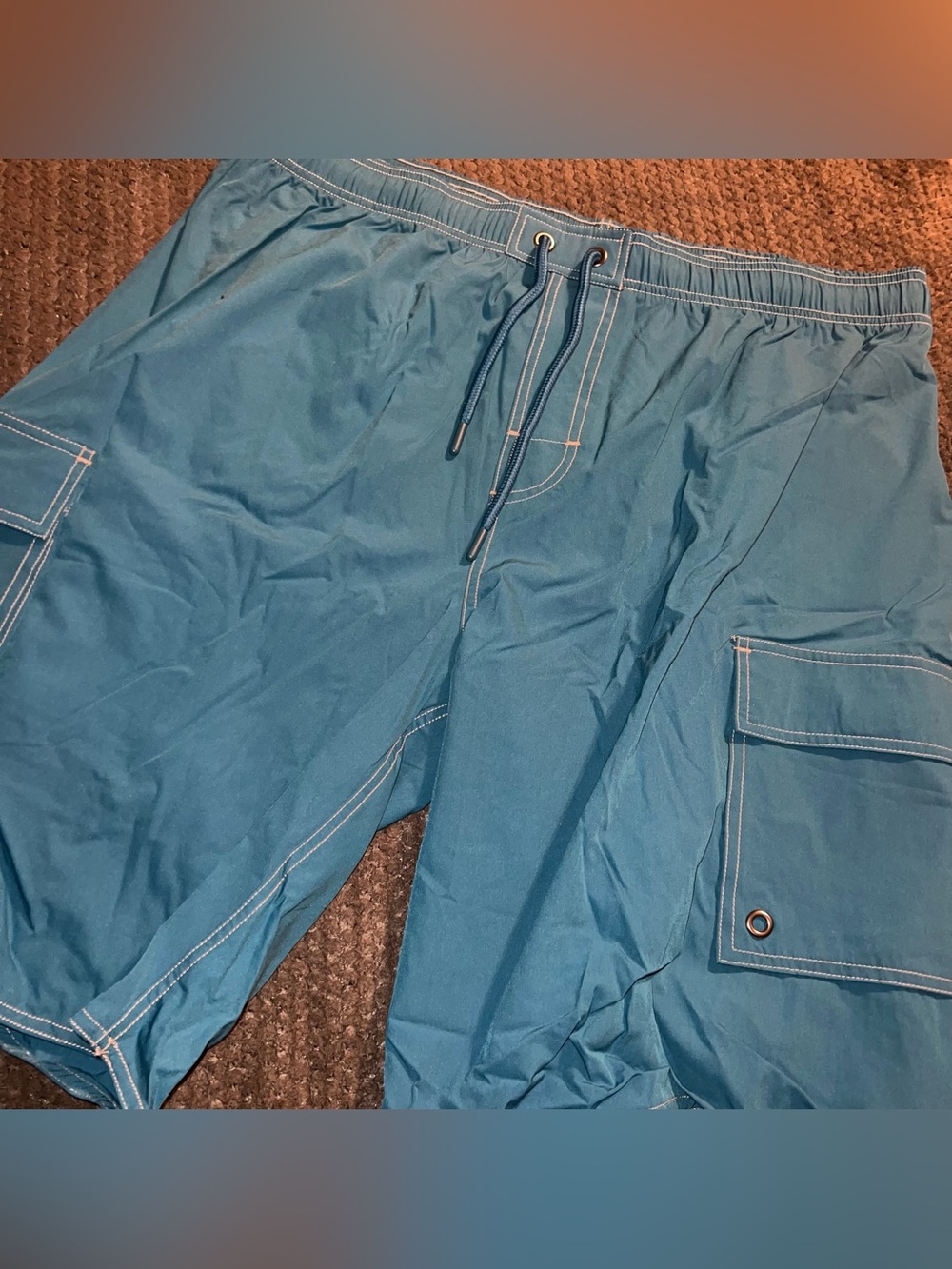 Blue Teal Swim Trunks with Drawstring